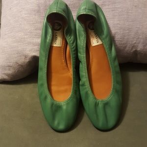 Lanvin Ballet flats goat skin gold detail 38 green